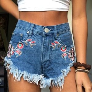 embroidered jeans shorts